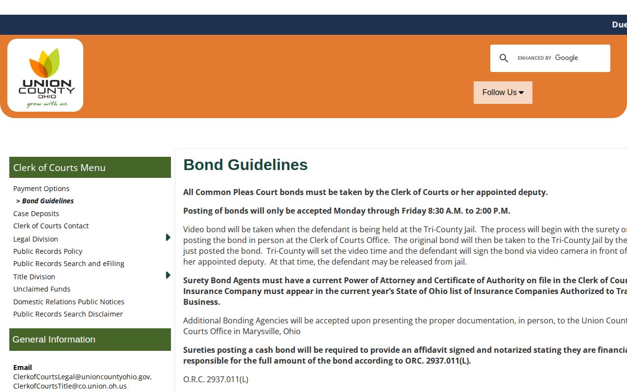 Union County video bond release workflow for Tri-County inmates